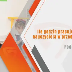 Uśmiechnięta pomoc nauczyciela w przedszkolu gra na ukulele, obok siedzi dziecko. Pytanie: Ile godzin pracuje pomoc nauczyciela w przedszkolu?