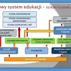 Schemat ścieżek kształcenia po szkole podstawowej: liceum, technikum, branżowa szkoła I stopnia. Dalej egzaminy, szkoły policealne, kursy, branżowa szkoła II stopnia, studia. Wykształcenie średnie to podstawa.