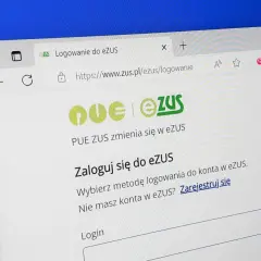 Ekran logowania do eZUS z logo PUE ZUS.
