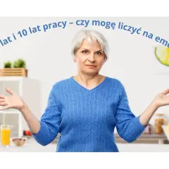 Mam 60 lat i 10 lat pracy – czy mogę liczyć na emeryturę? Zastanawia się kobieta z rozłożonymi rękami w kuchni.