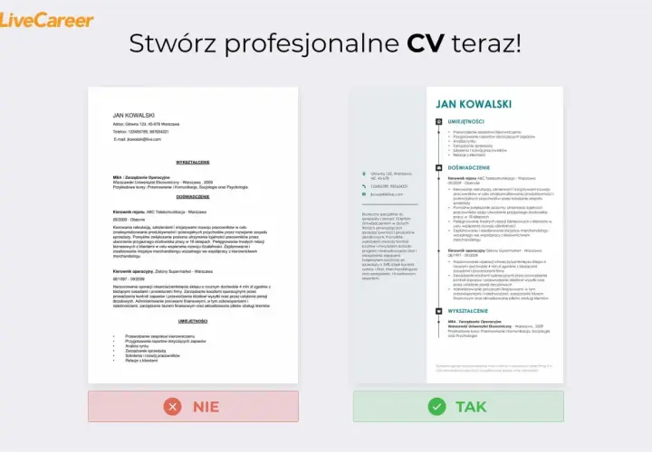 Dwa profesjonalne szablony CV z danymi kontaktowymi, wykształceniem i doświadczeniem zawodowym.