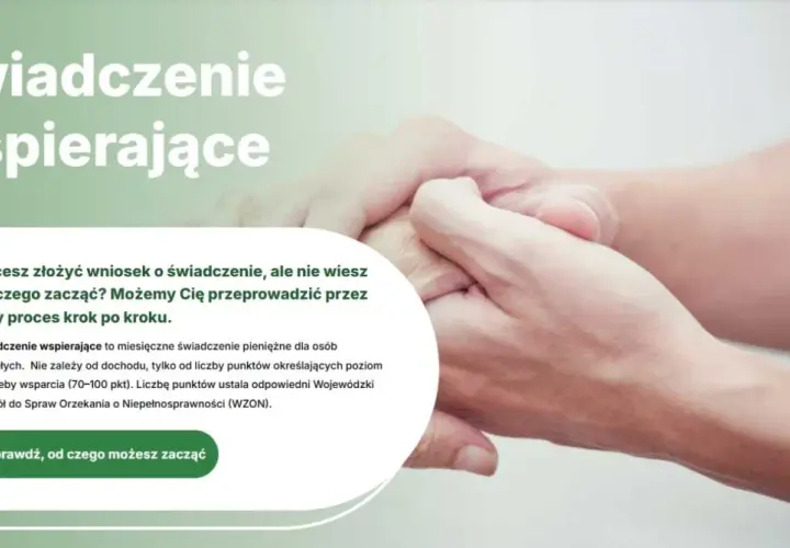 Chcesz złożyć wniosek o świadczenie wspierające? Dowiedz się, jak zacząć. Obrazek przedstawia dłonie, symbolizujące wsparcie.