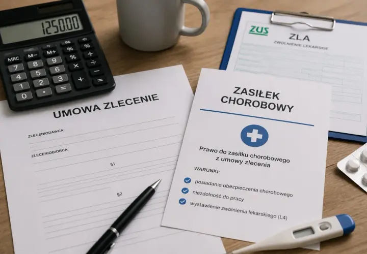 Dokumenty dotyczące prawa do zasiłku chorobowego z umowy zlecenia, w tym zwolnienie lekarskie (L4).