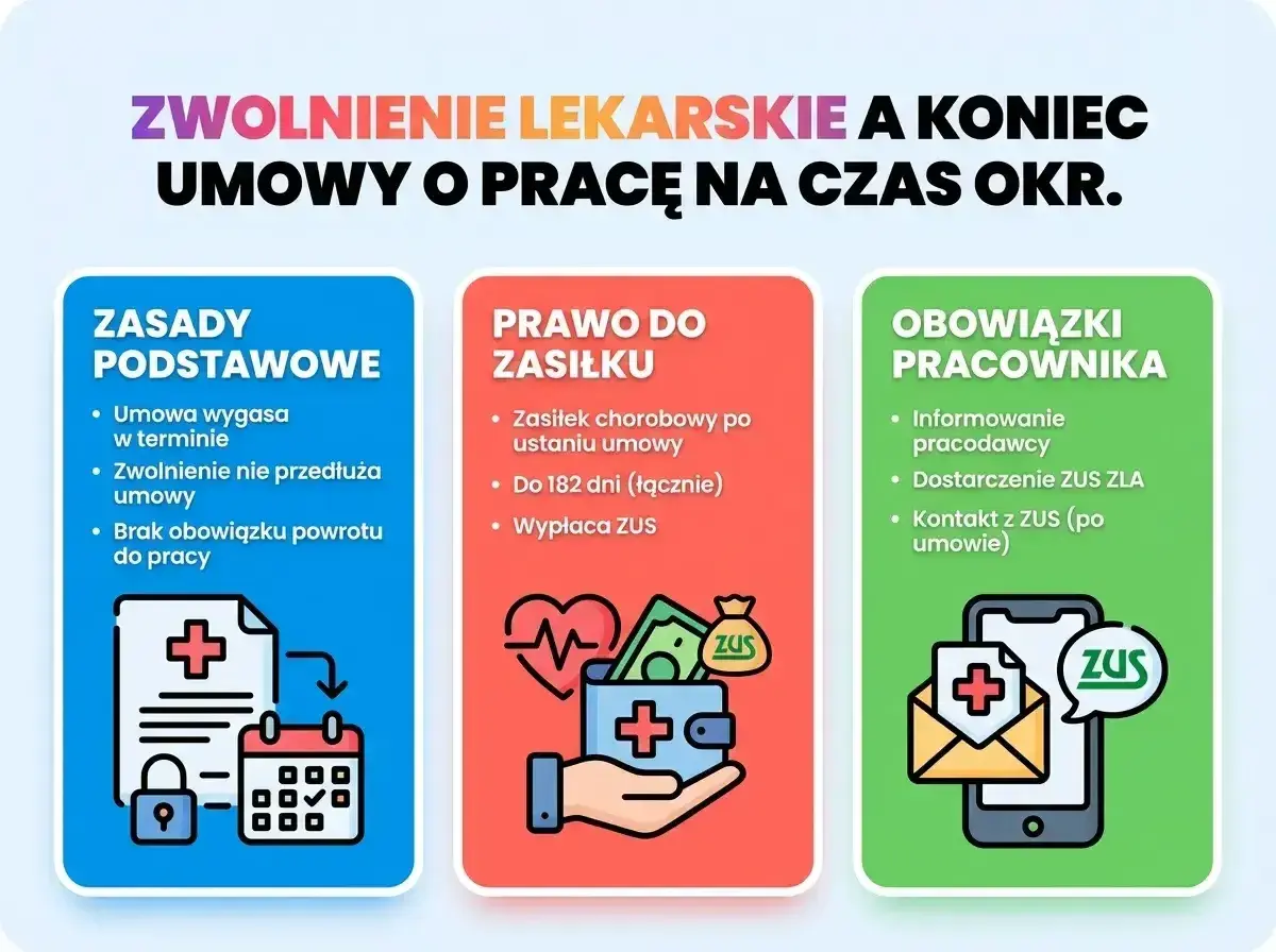 Zwolnienie lekarskie a umowa zlecenie: zasady, prawo do zasiłku i obowiązki pracownika. Informacje o chorobowym po ustaniu umowy.